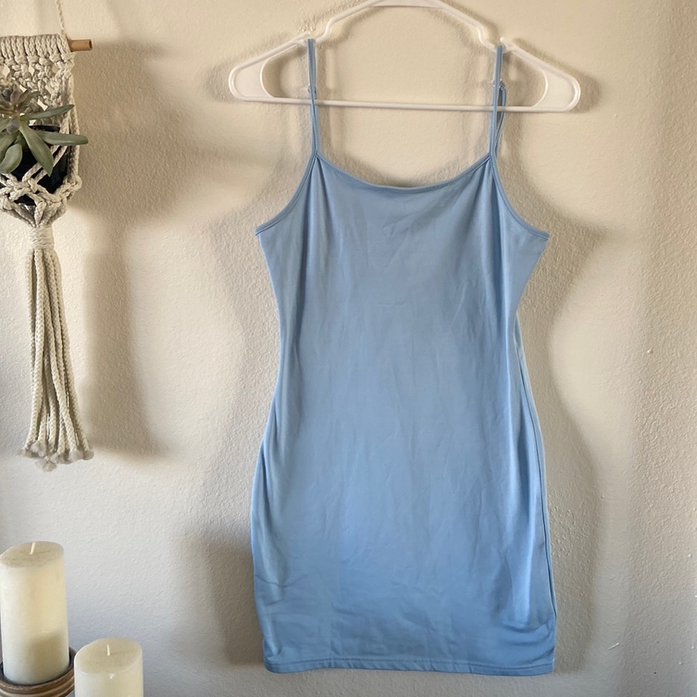 LCNBA Spaghetti Strap Tank Dress Basic Backless Bodycon Club Party Mini Dress